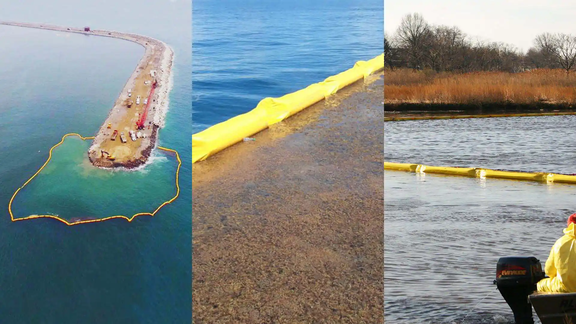 Turbidity curtain, seaweed barrier, oil containment boom, permanent boom and accessories from Enviro-USA, in Florida, USA